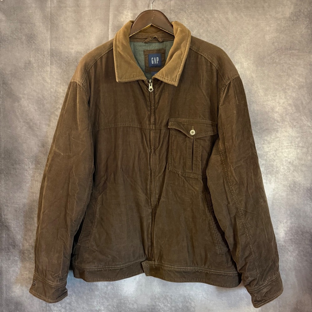 Gap Mens XXL Brown Corduroy Quilted Lined Workwear Jacket Full Zip Vintage Style